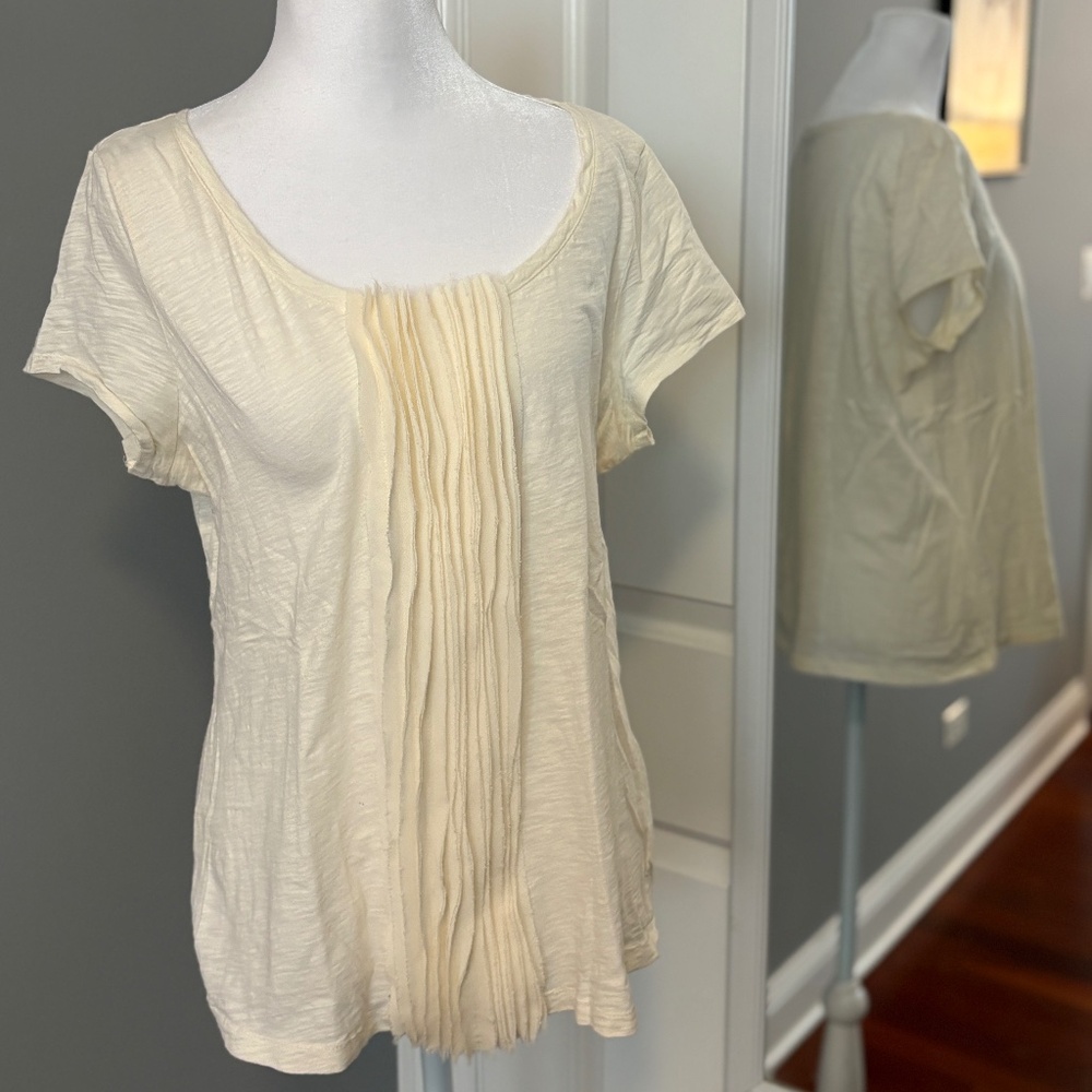 Talbots Pleated Bib Front Scoop Neck T-Shirt